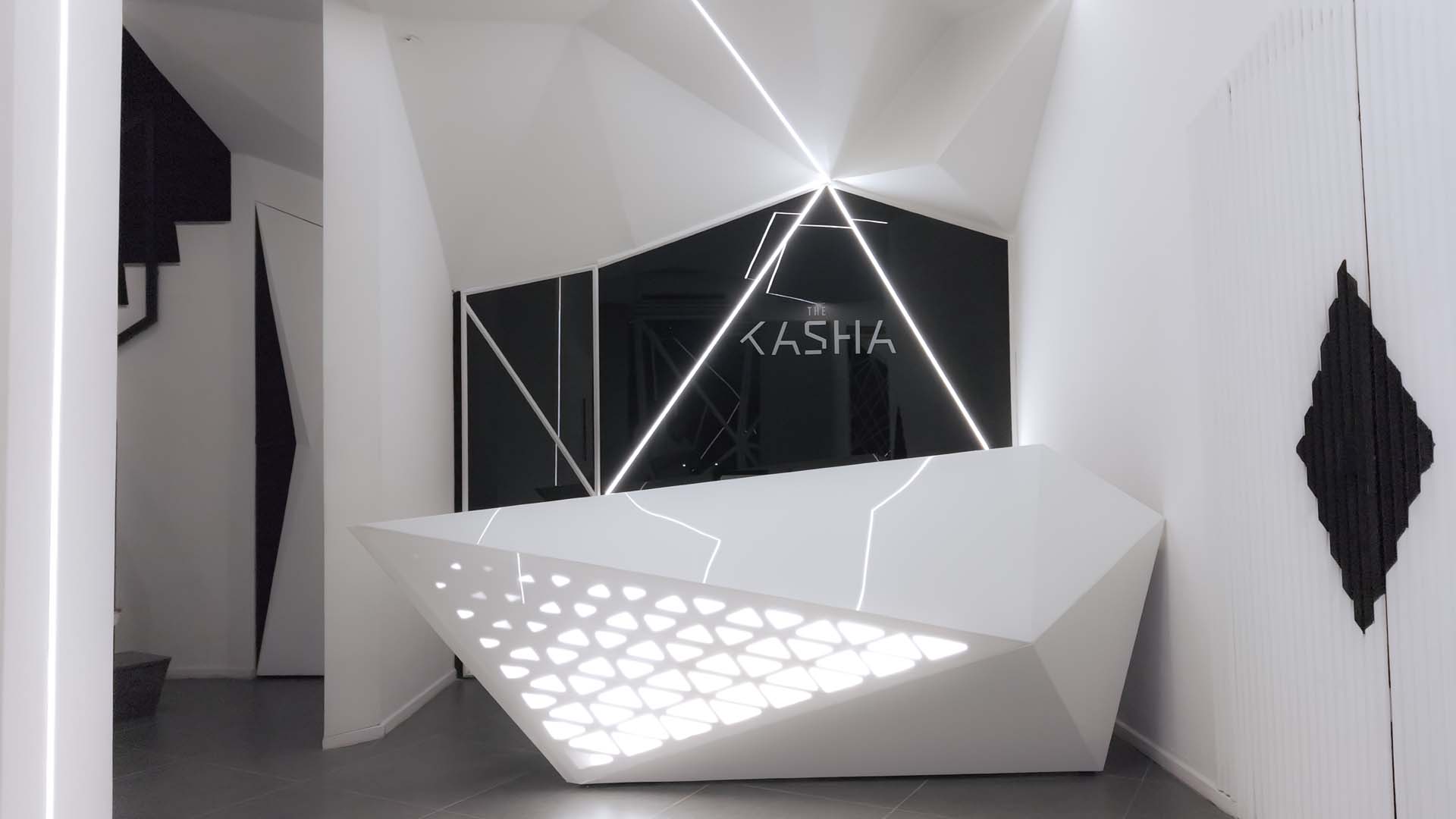 The KASHA Group Illuminated Reception Desk Design